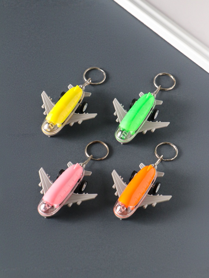 Брелок - фонарик для ключей на кольце «Самолёт», мигает, инерционный, 7×6×1.8 см, МИКС