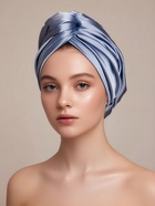 Чалма - тюрбан для волос MINAKU, 25×68 см, тенсель, синяя - Фото 1