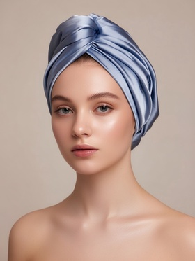 Чалма - тюрбан для волос MINAKU, 25×68 см, тенсель, синяя  (артикул 10964721)  большой выбор товаров оптом и в розницу по низким ценам с доставкой