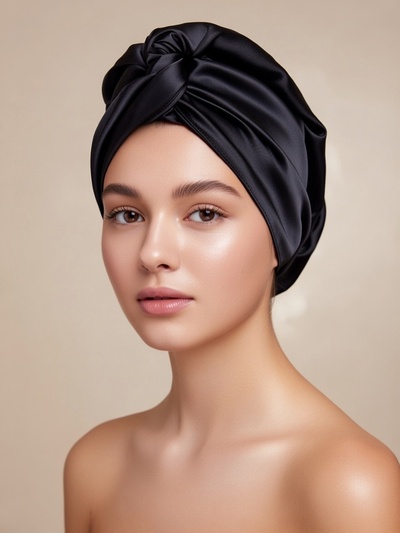 Чалма - тюрбан для волос MINAKU, 25×68 см, тенсель, чёрная