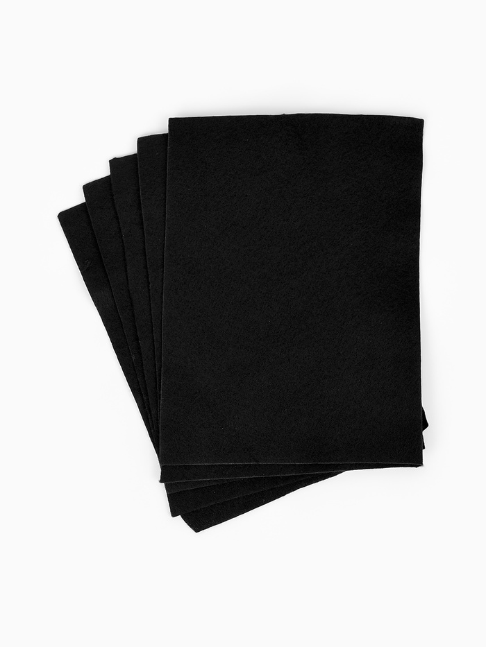 Фетр мягкий 1,3 мм, 20х15 см, чёрный - Фото 1