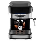 Кофеварка BRAYER 1113BR, рожковая, 1100 Вт, 1.5 л, 20 бар, автоматический капучинатор, чёрная - Фото 3