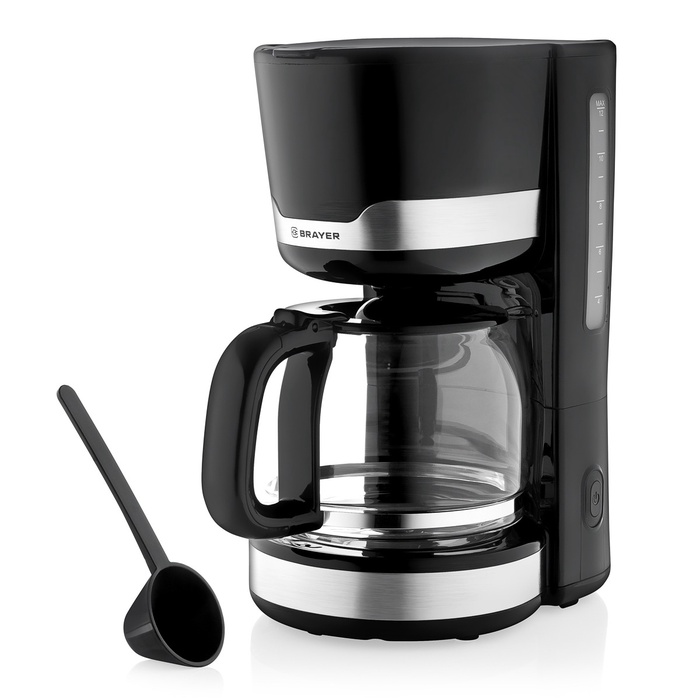 Кофеварка  BRAYER 1120BR, капельная, 1000 Вт, 1.5 л, съемный фильтр, поддержание t, черная - фото 51905926