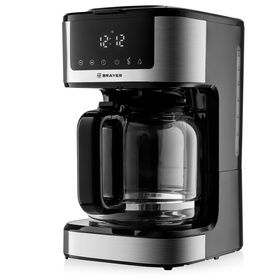 Кофеварка  BRAYER 1124BR, капельная, 900 Вт, 1.8 л, поддержание t, LED-дисплей, черная