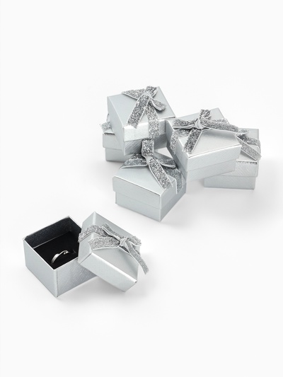 Набор коробочек под кольцо 6 шт. «Сияние», 5×5 см, (полезная часть 4.5×4.5 см), цвет серебро