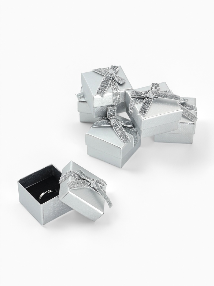 Набор коробочек под кольцо 6 шт. «Сияние», 5×5 см, (полезная часть 4.5×4.5 см), цвет серебро - Фото 1