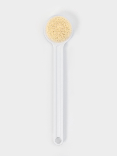 Щётка банная на ручке Доляна, массажёр, 35×7 см, белая