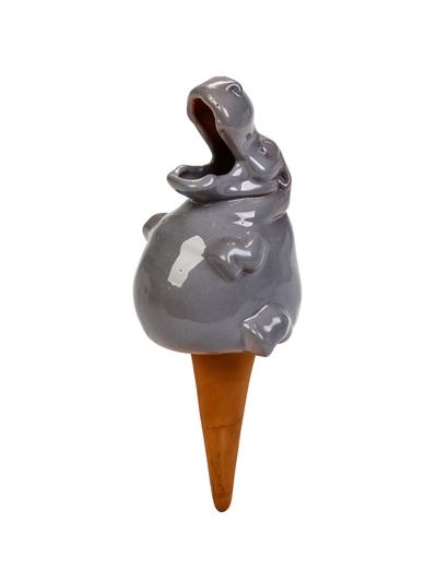 УЦЕНКА Ороситель "Бегемот" для комнатных и садовых растений Кунгурская керамика, 0.2л, 14см, серый 7