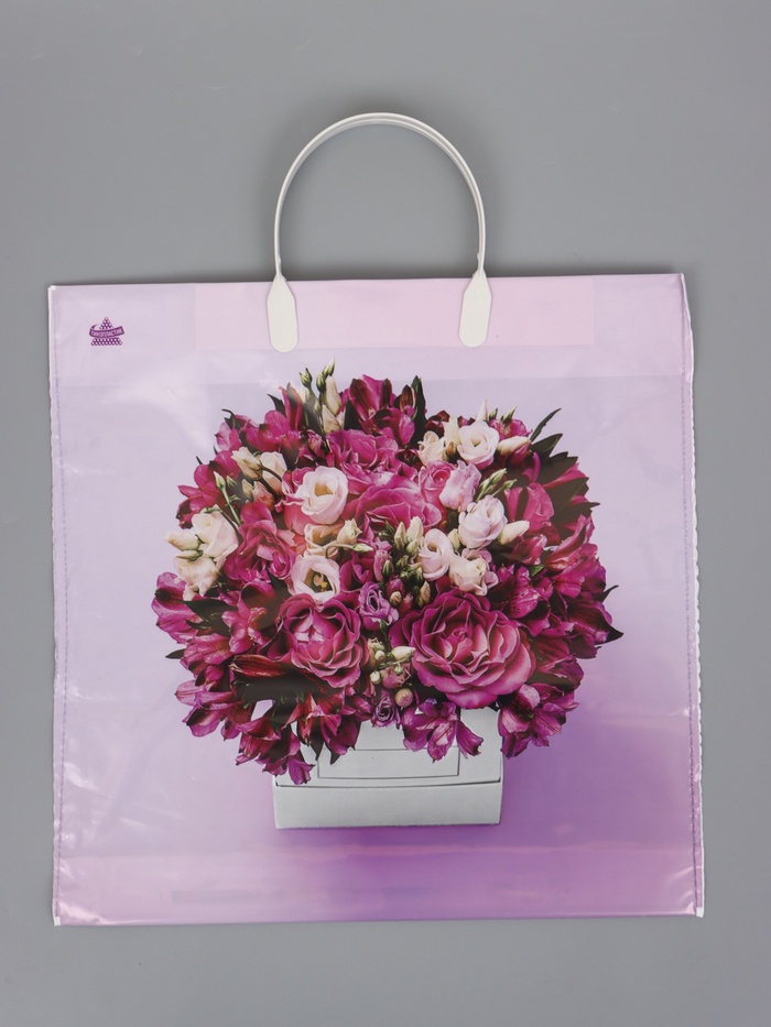 Пакет подарочный «Лиловый букетик» полиэтиленовый с пластиковой ручкой, 35×36 см 85 мкм - Фото 1