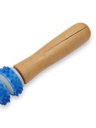 УЦЕНКА Массажёр дерево/пластик для спины Скалка 9 колёс с шип 37,5*4см синий шильд ОТ - Фото 2