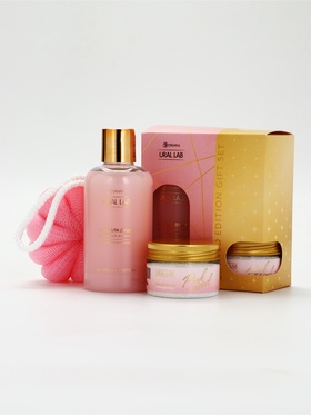 Подарочный набор: гель для душа, соль в банке и мочалка ракушка, URAL LAB  (артикул 10898714)  большой выбор товаров оптом и в розницу по низким ценам с доставкой