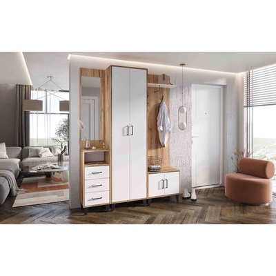 УЦЕНКА Прихожая Белла №5, 1600×360×2172, Крафт золотой/Белый