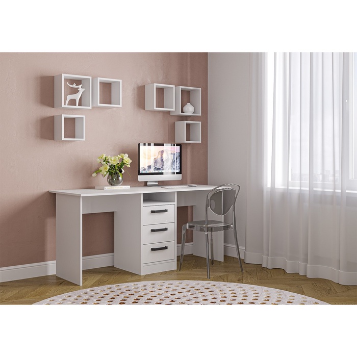 УЦЕНКА Стол письменный СТН-2, 1660×600×750, Белый бриллиант/Белый - Фото 1