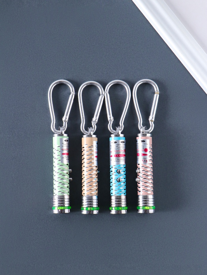 Фонарик - лазер брелок для ключей на карабине «Чёрточки», 2 диода, пастель, 1.5×1.5×7 см, МИКС - Фото 1