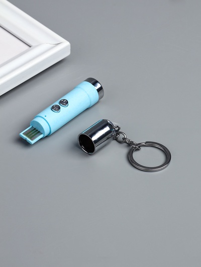 Фонарик - лазер брелок для ключей на кольце «Пастель», от USB, 4 режима, 1.7×1.7×8 см, МИКС