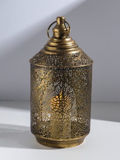 Подсвечник на 1 свечу «Фонарь. Вереск», металл под золото, d=8 см, 16×16×31.5 см