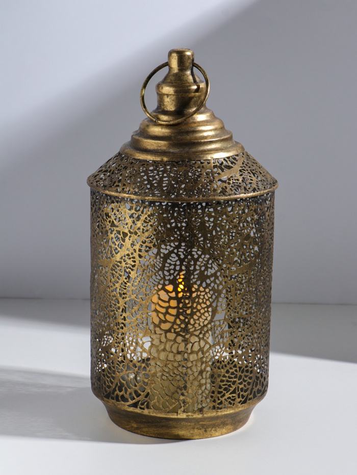 Подсвечник на 1 свечу «Фонарь. Вереск», металл под золото, d=8 см, 16×16×31.5 см - Фото 1