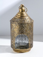 Подсвечник на 1 свечу «Фонарь. Вереск», металл под золото, d=8 см, 16×16×31.5 см  (артикул 10962077)  большой выбор товаров оптом и в розницу по низким ценам с доставкой