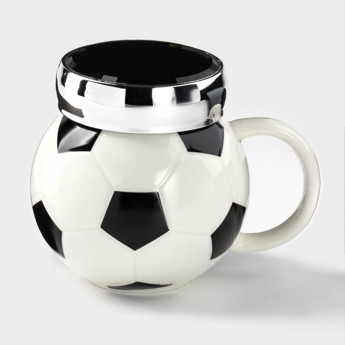 УЦЕНКА Кружка «Футбольный мяч» 380 мл. с крышкой 13×10×10 см - Фото 1