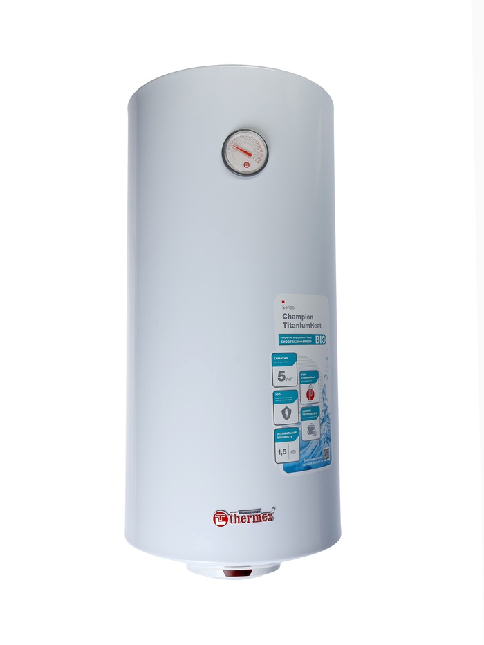 УЦЕНКА Водонагреватель THERMEX TitaniumHeat 60 V Slim, накопительный, круглый, биостеклофарфор, 60л - Фото 1