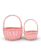 Корзина плетёная для хранения Vite, с ручкой, розовая, набор 2 шт. - Фото 1
