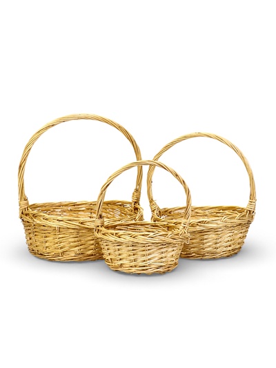 Корзина плетёная для хранения Fibre, с ручкой, бежевая, набор 3 шт.
