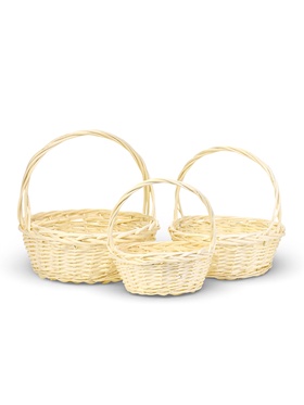 Корзина плетёная для хранения Acacia, с ручкой, бежевая, набор 3 шт.