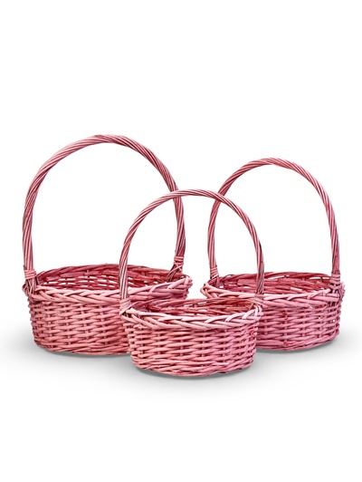 Корзина плетёная для хранения Yute, с ручкой, розовая, набор 3 шт.