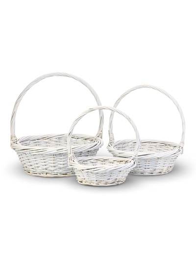 Корзина плетёная для хранения Brisa, с ручкой, белая, набор 3 шт.