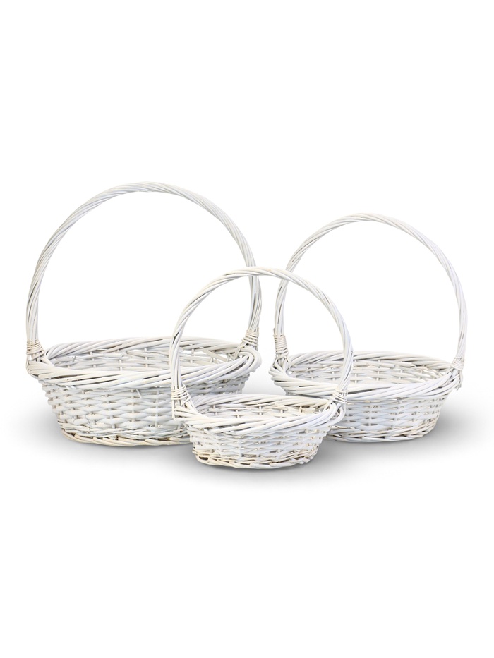Корзина плетёная для хранения Brisa, с ручкой, белая, набор 3 шт. - Фото 1