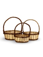 Корзина плетёная для хранения Avana, с ручкой, бежево-коричневая, набор 3 шт. - Фото 1