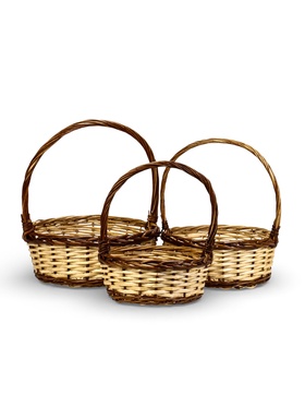 Корзина плетёная для хранения Avana, с ручкой, бежево-коричневая, набор 3 шт.
