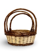 Корзина плетёная для хранения Avana, с ручкой, бежево-коричневая, набор 3 шт. - Фото 9