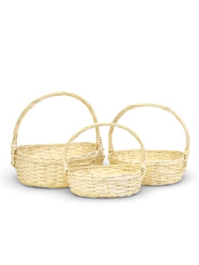 Корзина плетёная для хранения Liana, с ручкой, бежевая, набор 3 шт.