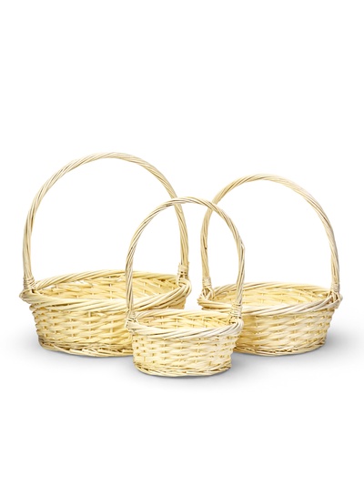 Корзина плетёная для хранения Canna, с ручкой, бежевая, набор 3 шт.