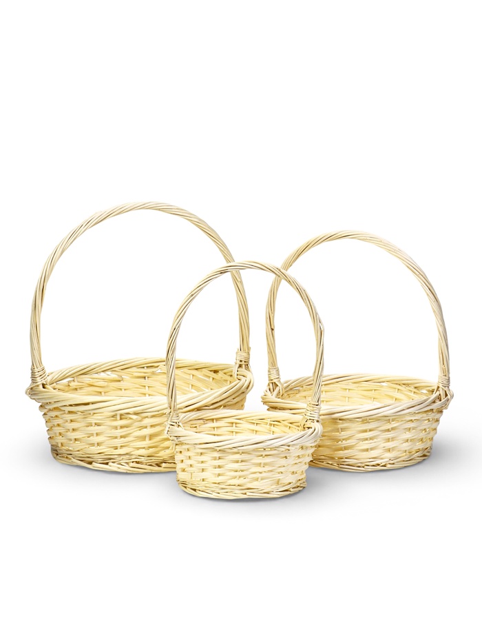 Корзина плетёная для хранения Canna, с ручкой, бежевая, набор 3 шт. - Фото 1