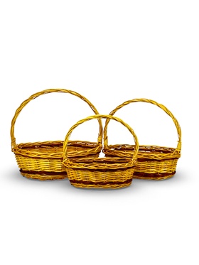 Корзина плетёная для хранения Vento, с ручкой, коричневая, набор 3 шт.