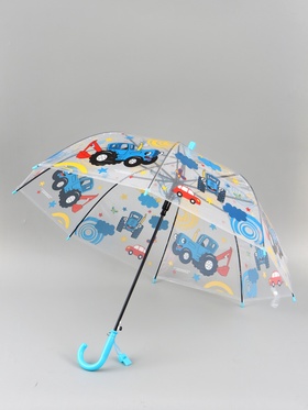 Зонт детский прозрачный купол «Синий трактор» d=76 см