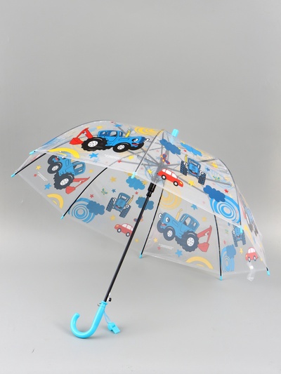 Зонт детский прозрачный купол «Синий трактор» d=76 см