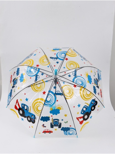 Зонт детский прозрачный купол «Синий трактор» d=76 см