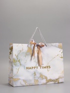 Пакет подарочный ламинированный «Мрамор» , белый, с бантиком, 43×32×14 см  (артикул 10935062)  большой выбор товаров оптом и в розницу по низким ценам с доставкой