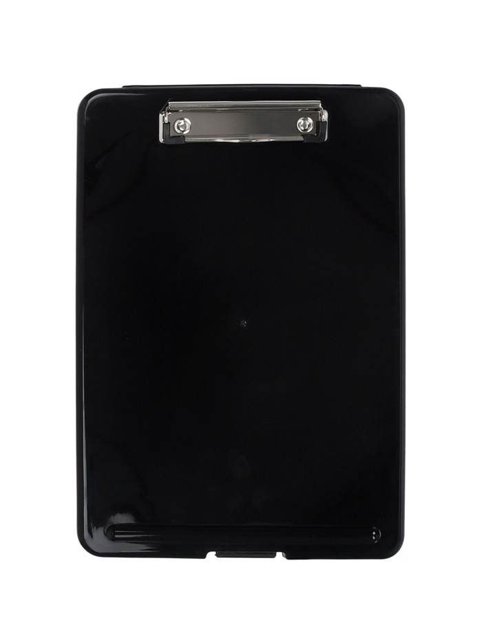 Планшет с прижимом формат А4 пластик черный, с коробкой для хранения бумаг