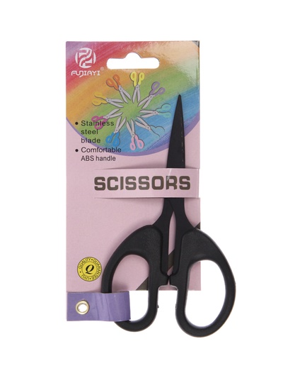 Ножницы канцелярские 12 см, черные, длина лезвия 6.5 см