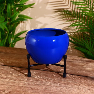 УЦЕНКА Кашпо «Котл» металл, вазон 15×15×8 см, подставка12.5×12.5×8 см