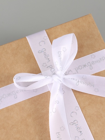 Лента атласная «С Днём рождения», голографическое тиснение, 2 см × 23 м (±1 м)
