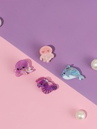 Крабики для волос Выбражулька «Океан», набор 4 шт., улыбашки, 3.5 см - фото 809494398