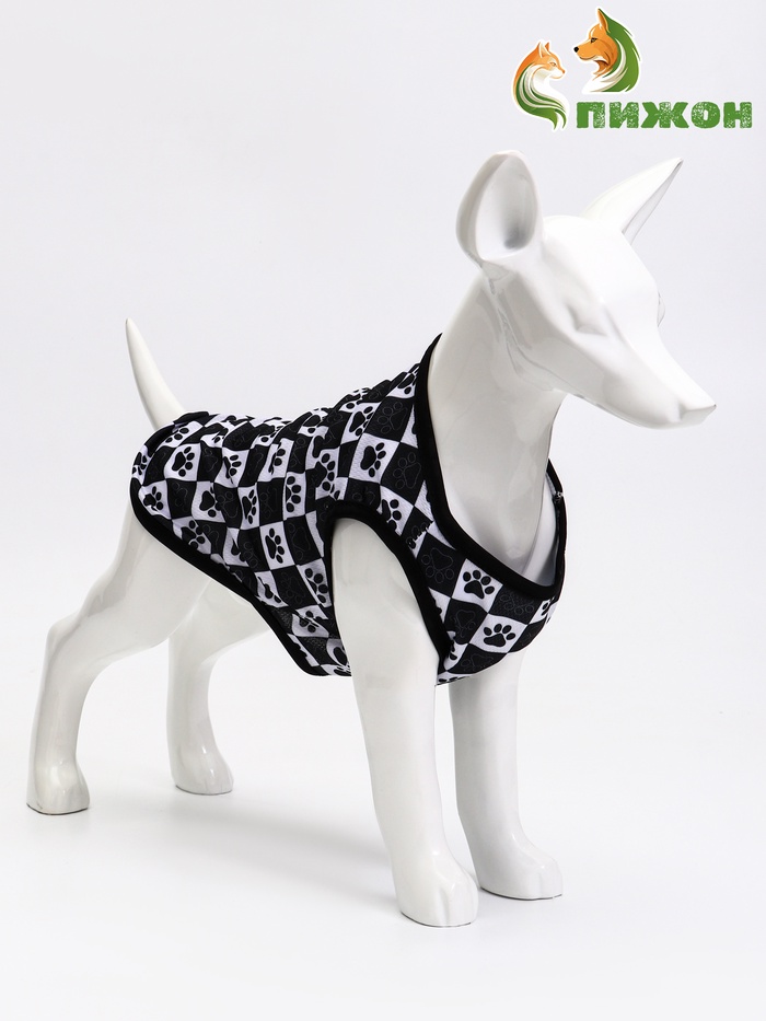 Майка для животных «Шахматы», размер M, ДС 29 см, ОГ 36 см, ОШ 26 см - Фото 1