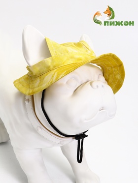 Панама для собак и кошек, размер L, ОГ - 42 см, вес 15-45 кг, жёлтая