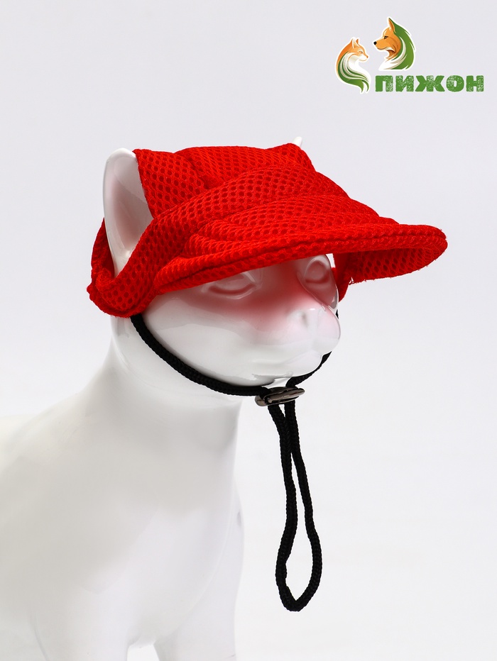 Кепка для животных, размер S, ОГ - 31 см, высота 8.5 см, красная - Фото 1