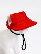 Кепка для животных, размер S, ОГ - 31 см, высота 8.5 см, красная - Фото 2